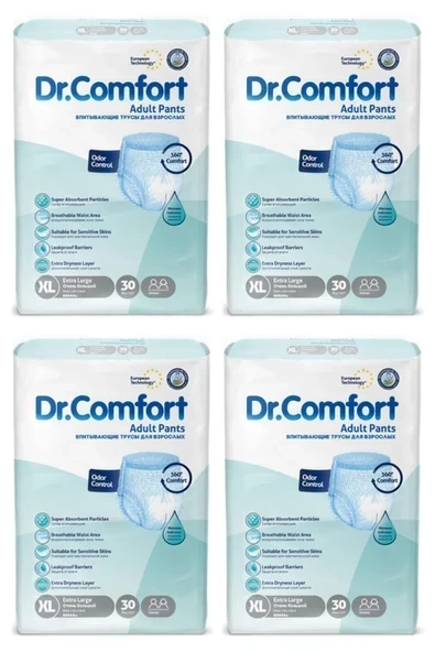 Dr.Comfort Emici Külot Ekstra Büyük Boy XL 30'lu 4 Adet Hasta Bezi ürün görseli 1