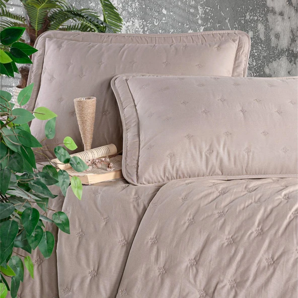 Clasy Microfiber Nakışlı Çift Kişilik Yatak Örtüsü Seti Aspendos - Resim 3
