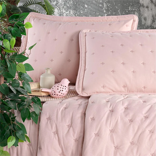 Clasy Microfiber Nakışlı Çift Kişilik Yatak Örtüsü Seti Aspendos - Resim 5