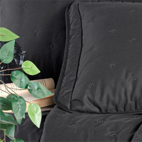 Clasy Microfiber Nakışlı Çift Kişilik Yatak Örtüsü Seti Aspendos - Resim 9
