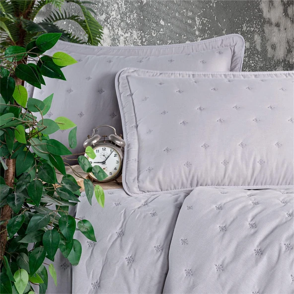 Clasy Microfiber Nakışlı Çift Kişilik Yatak Örtüsü Seti Aspendos - Resim 12