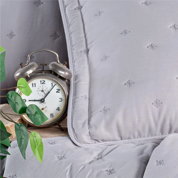 Clasy Microfiber Nakışlı Çift Kişilik Yatak Örtüsü Seti Aspendos - Resim 11