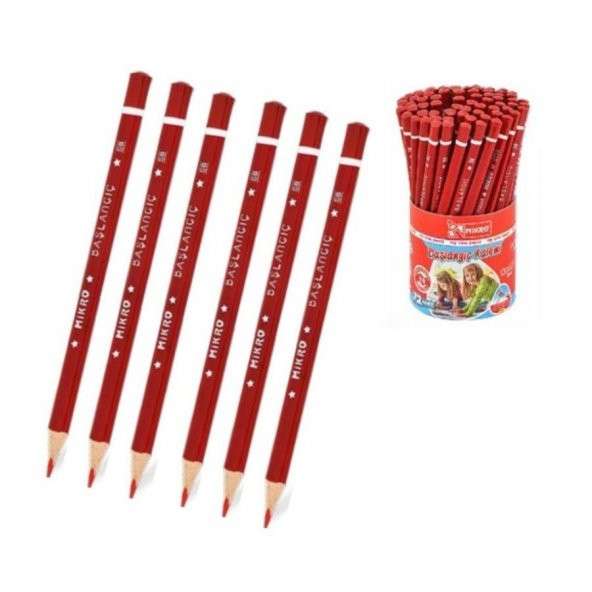 Kırmızı Jumbo Üçgen İlk Kalemim Mikro Kırmızı Kalın Kurşun Kalem Başlagıç 6 Adet ürün görseli 1