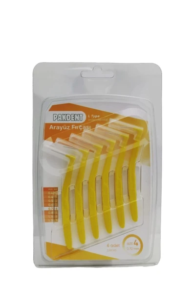 PAKDENT Arayüz Fırçası L Tipi 0,70 Mm 6'lı - Sarı ürün görseli 1