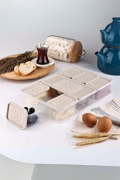 Mithra Life 8 Adet Krem Kapaklı Kahvaltılık Seti Saklama Kabı MIT1164 ürün görseli 1