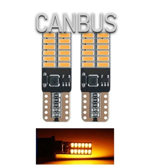 2 Adet T10 LED Park Plaka Tavan Ampulü 24 Ledli Turuncu Sadece 24 Volt Araçlar ürün görseli 1