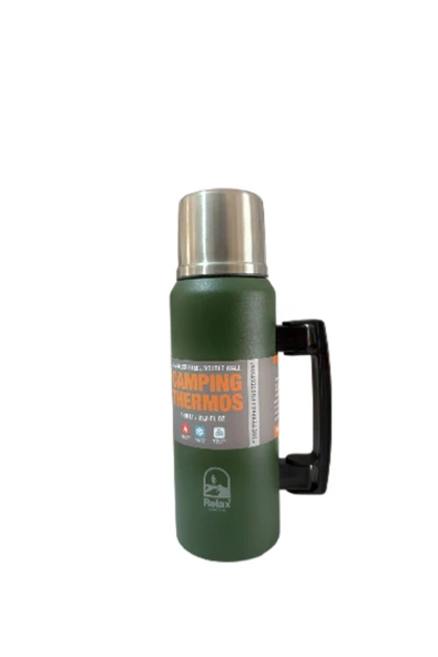 1.0 Litre Kulplu Paslanmaz Çelik Avcı Termos Yeşil - Resim 2
