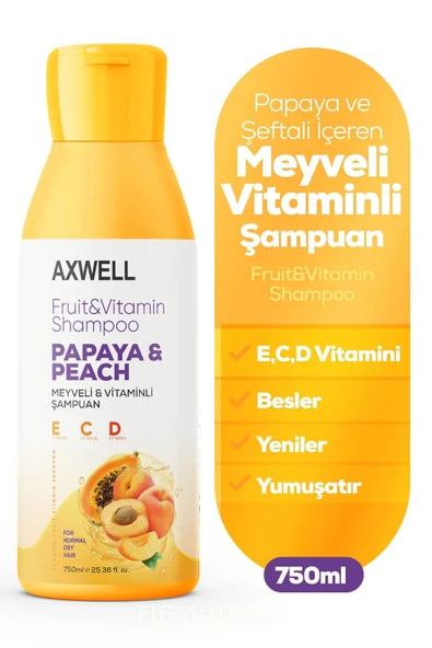 AXWELL Papaya & Şeftali Içeren Meyveli Vitaminli Şampuan ürün görseli 1