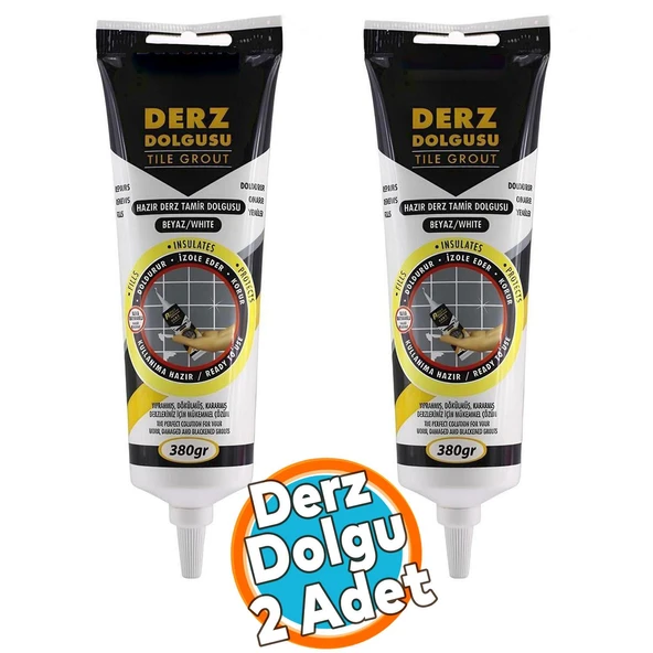 Derz Dolgu Fayans Seramik Mermer Yer Duvar İçin Tamir Wc Banyo Tadilat Beyaz 380 Gr 2 Adet ürün görseli 1