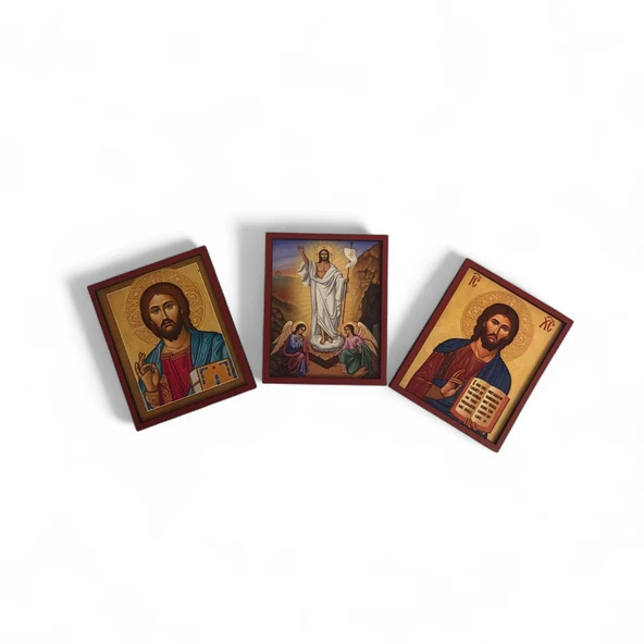 İkona 3'lü Magnet İsa Mesih Kabartma Çerçeveli No 4 ürün görseli 1