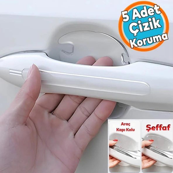 Otomobil Araba Araç Kapı Kolu Kendinden Yapışkanlı 85x75 mm Çizik Önleyici Koruyucu Bandı 5'li Bant ürün görseli 1