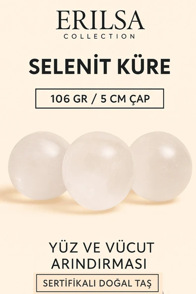 Sertifikalı Selenit Taşı Küre – Aura Temizliği ve Yüz-Vücut Arındırması İçin Doğal Enerji Küresi ürün görseli 1