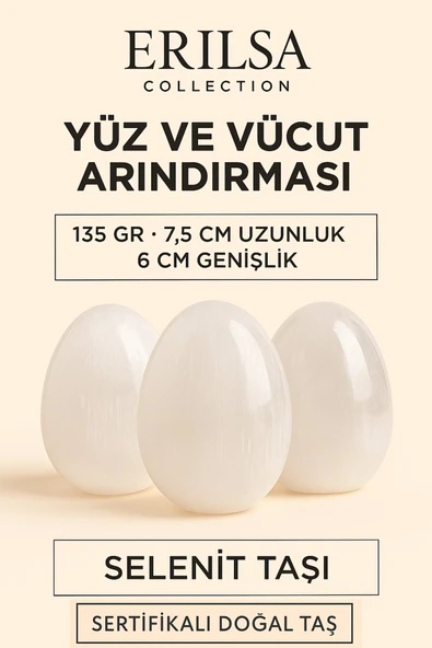 Sertifikalı Oval İri Boy Selenit Taşı – Yüz ve Vücut Arındırma & Enerji Temizleme Taşı ürün görseli 1