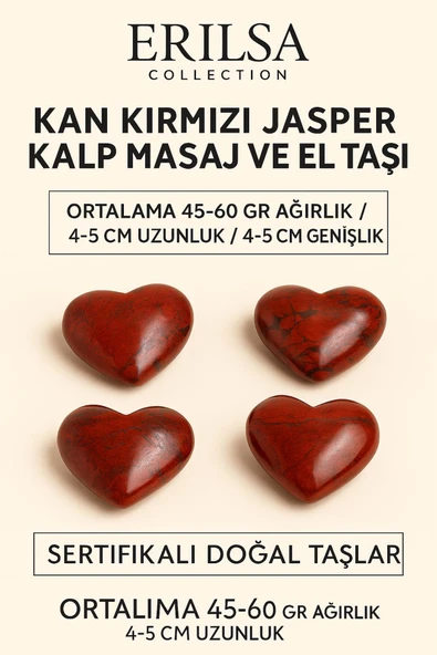 Sertifikalı Kan Kırmızı Jasper Kalp Masaj ve El Taşı – Güç, Kararlılık ve Enerji Dengeleyici Kristal ürün görseli 1