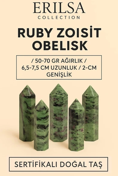 Sertifikalı Ruby Zoisit (Anyolit) Obelisk – Yakutlu Zoisit Taşı Piramit Kazık Şifa Kristali ürün görseli 1