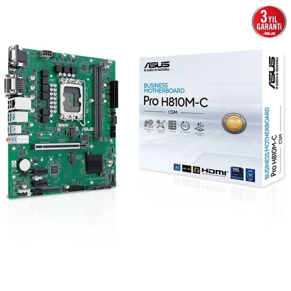 ASUS PRO H810M-C CSM DDR5 HDMI-DP TYPEC PCIE 5.0 1851P MATX KURUMSAL ANAKART ürün görseli 1