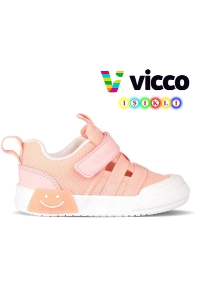 Vicco Momo 346.P24Y.145 Anatomik Taban Kız Çocuk Işıklı Spor Ayakkabı Pudra 26-30 ürün görseli 1