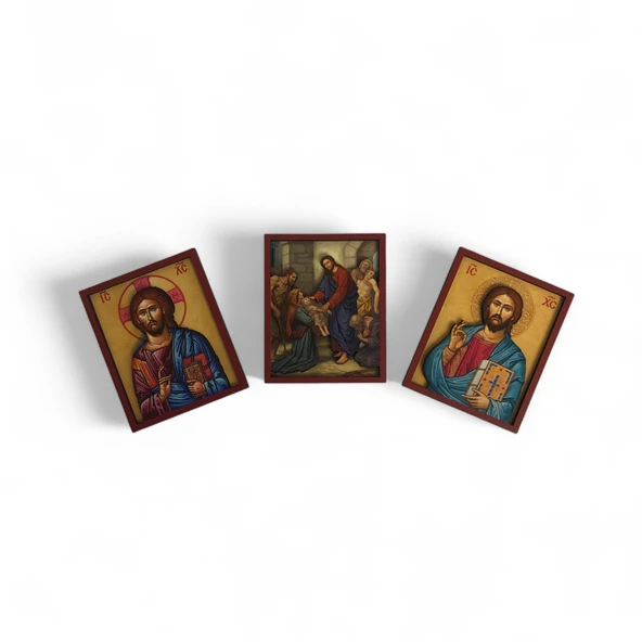 İkona 3'lü Magnet Kabartma İsa Mesih ve Kabartma Çerçeveli No 1 ürün görseli 1