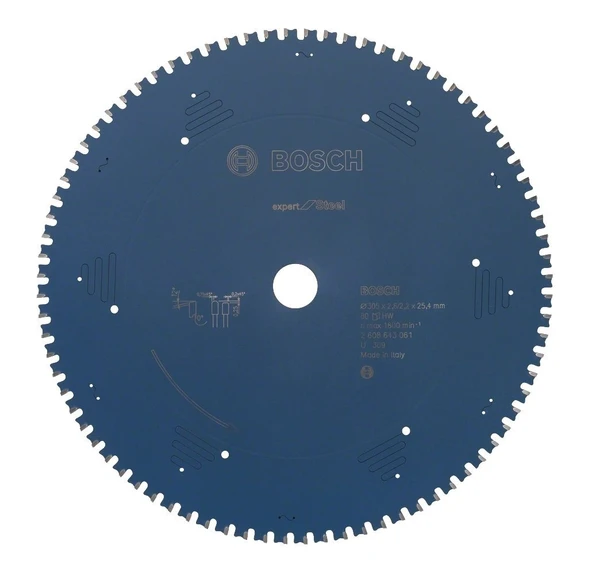 BOSCH Expert Metal 305x2.6x25.4 mm 80 Diş Elmas Uçlu Metal Kesme Daire Testeresi (2608643061) ürün görseli 1