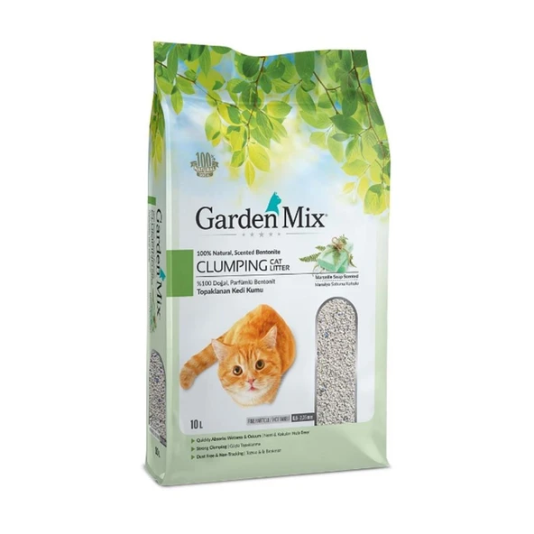 Gardenmix Marsilya Sabun Kokulu Bentonit Kalın Taneli Kedi Kumu 10 Lt ürün görseli 1