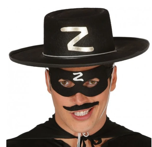 Z Logolu Yetişkin Zorro Şapkası ve Zorro Maskesi ürün görseli 1