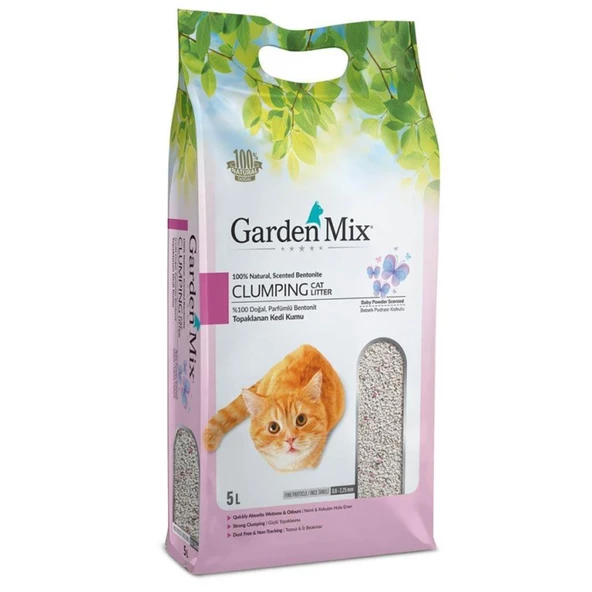 Gardenmix Bebek Pudralı Bentonit İnce Taneli Kedi Kumu 5 Lt ürün görseli 1