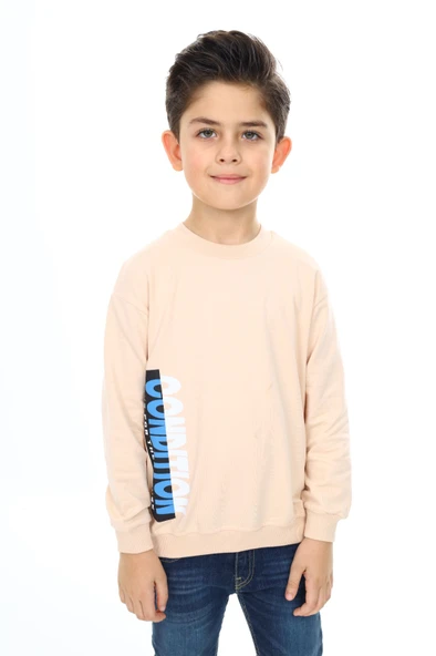 Toontoy Erkek Çocuk Relax Fit Bisiklet Yaka Hafif Düşük Omuz Baskılı Sweatshirt ürün görseli 1