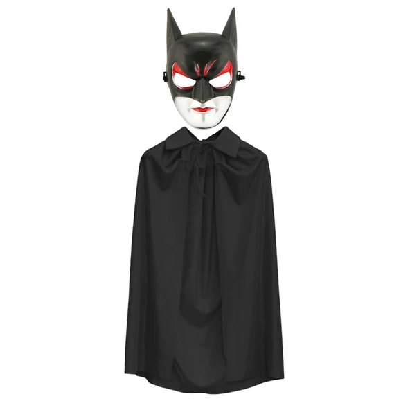 Batman Maskesi Cat Woman ve Batman Pelerini 90 cm Siyah Renk Set ürün görseli 1
