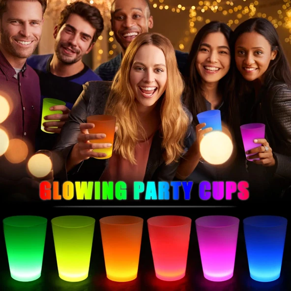 Glow Partisi Bardakları 6 Renk 6 Adet 1.5 oz 4.5 x 6.5 cm ürün görseli 1