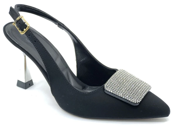 Feles Taş Toka Detaylı Arkası Açık Stiletto Kadın Topuklu Ayakkabı ürün görseli 1