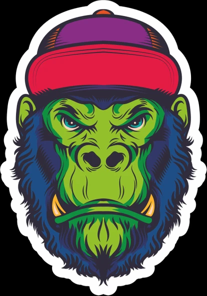 Kızgın Maymnun Sticker 10x10 cmRenkli Sticker ürün görseli 1