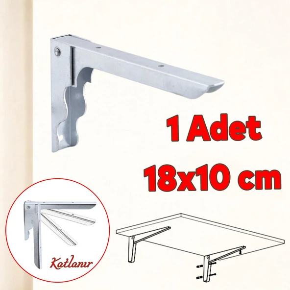 Metal Katlanır Raf Altı Ayağı Duvara Monteli Balkon Masası Sehpası Montajı 18 x 10 cm (1 ADET) ürün görseli 1