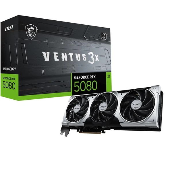 MSI RTX5080 16GB VENTUS 3X PLUS 16G GDDR7 256bit HDMI DP PCIe 5.0 ürün görseli 1