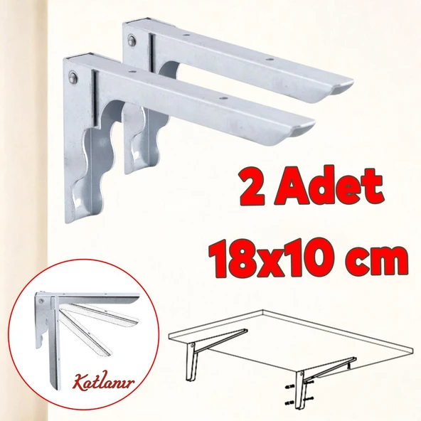 Metal Katlanır Raf Altı Ayağı Duvara Monteli Balkon Masası Sehpası Montajı 18 x 10 cm (2 ADET) ürün görseli 1