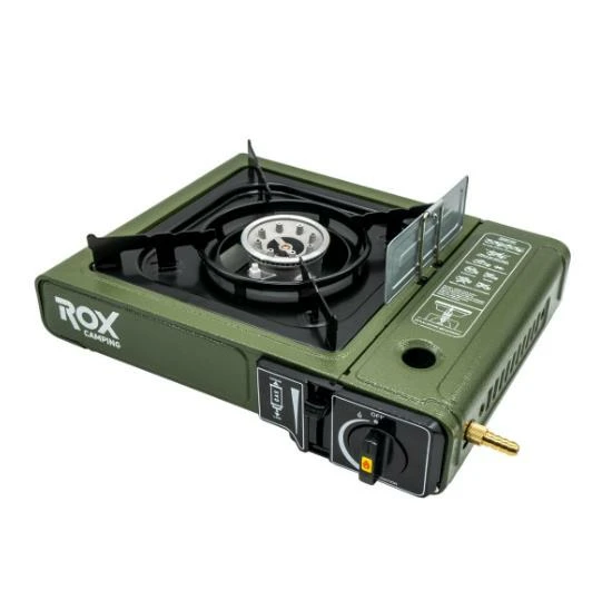 Rox Camping 0188 Tekli Portatif Kamp Ocak - Haki Yeşil, Rüzgarlıklı, Ekstra Gaz Girişli ürün görseli 1