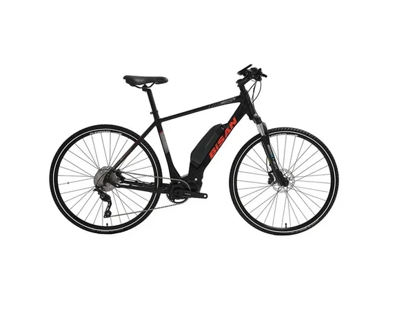 BİSAN E-TREKKING ELEKTRİKLİ ERKEK ŞEHİR BİSİKLETİ 48CM HD 28 JANT 10 VİTES MAT SİYAH KIRMIZI ürün görseli 1