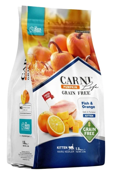 Carni Life Pumpkin Tahılsız Yavru Kedi Balık & Portakal 1,5 Kg ürün görseli 1