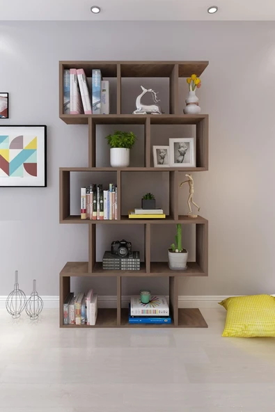 Rio Dekoratif Kitaplık Ceviz - Resim 5