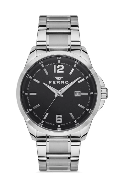 Ferro F11313A-A2 Çelik Gri Siyah Kadran 43 mm Erkek Kol Saati ürün görseli 1