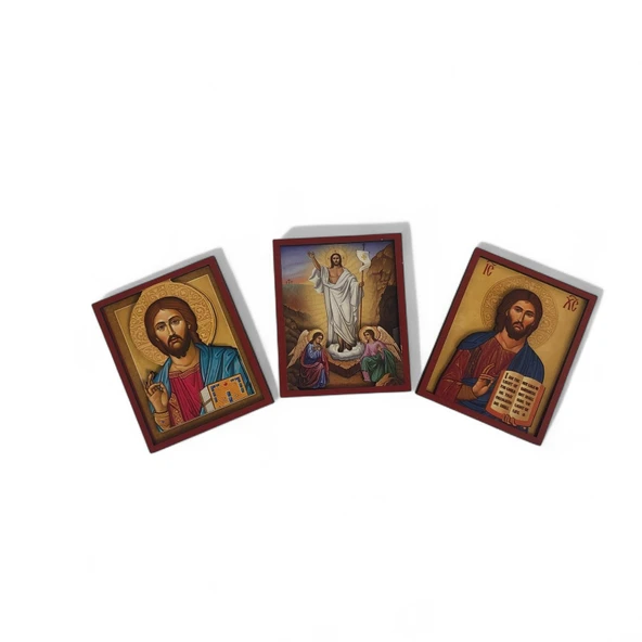 İkona 3'lü Magnet Kabartma İsa Mesih ve Kabartma Çerçeveli No 4 ürün görseli 1