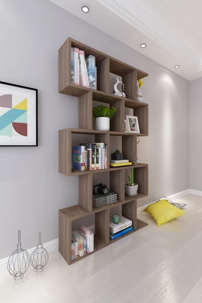Rio Dekoratif Kitaplık Ceviz - Resim 2