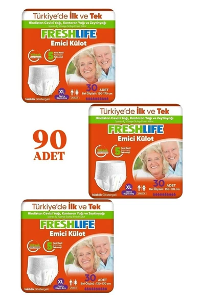 FRESHLİFE NETKAL Freshlife Külot X LARGE Hasta Bezi 3 PAKET (90 ADET) ürün görseli 1