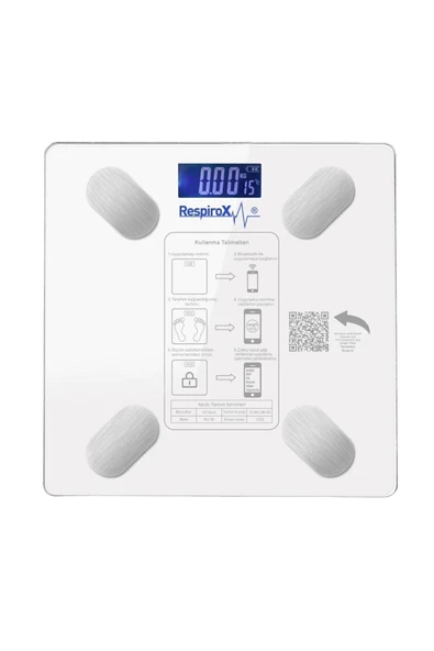 RESPİROX Cam Bl-2601 Bluetoothlu Akıllı Tartı Beyaz Resmi Distribütör Garantili 2 Yıl ürün görseli 1