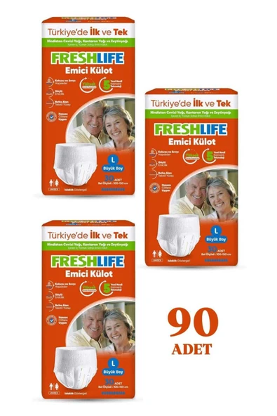 FRESHLİFE NETKAL Freshlife Külot Large Hasta Bezi 3 PAKET (90 ADET) ürün görseli 1