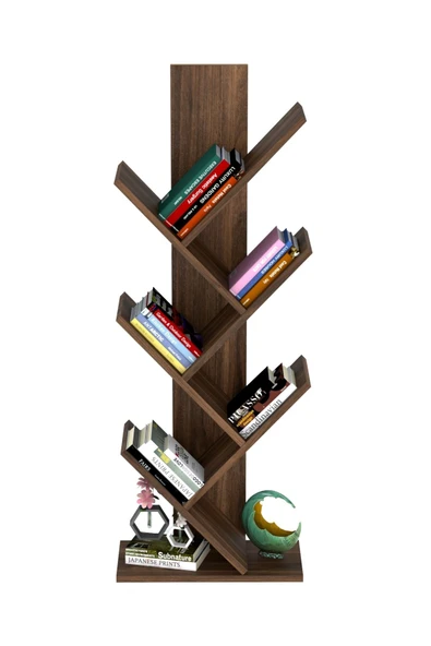 Tree Dekoratif Kitaplık Ceviz - Resim 4
