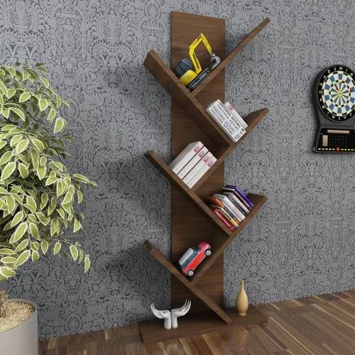Tree Dekoratif Kitaplık Ceviz - Resim 9