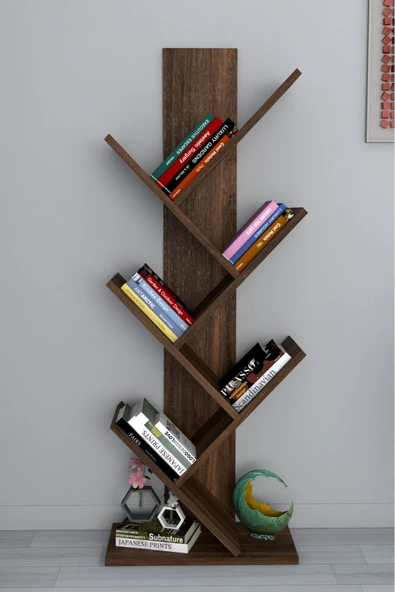 Tree Dekoratif Kitaplık Ceviz ürün görseli 1