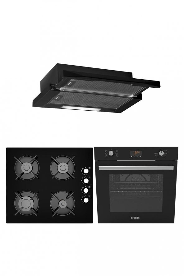 Alveus Black Style 627 3Lü Siyah Ankastre Set (F5 Ecr-Gls640-Mfa627) ürün görseli 1
