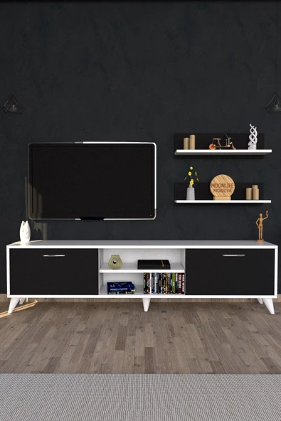Zümrüt Tv Ünitesi  Beyaz Siyah ürün görseli 1