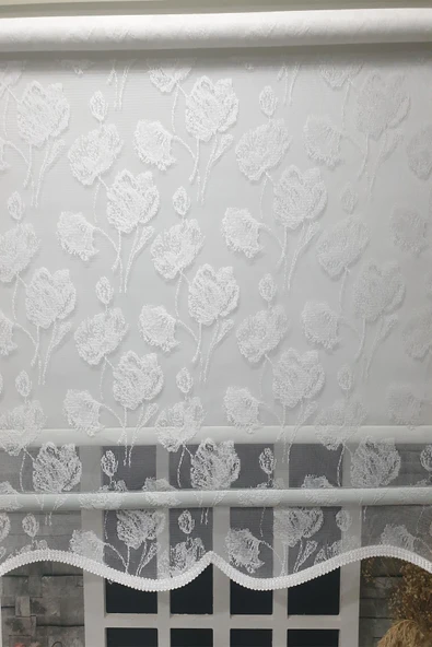 StorBurada Çift Mekanizmalı Modern  Beyaz Tül & Ekru Stor Perde STB1093  Beyaz 70 x 200 ürün görseli 1